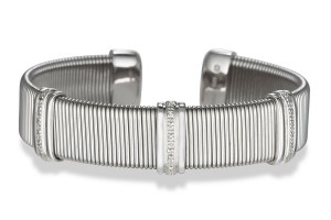 Image of Triple Row Diamond Bar Cuff Bracelet in Stainless Steel