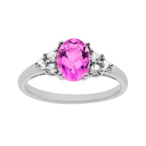 Image of pink and white sapphire ring in sterling silver
