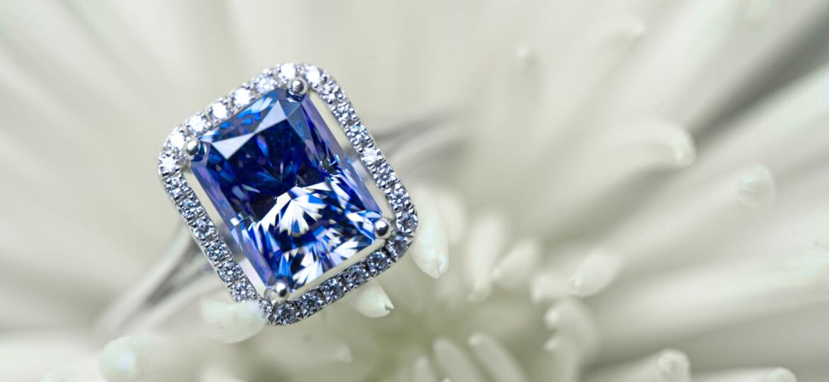 Image of Blue Sapphire Engagement gemstone ring