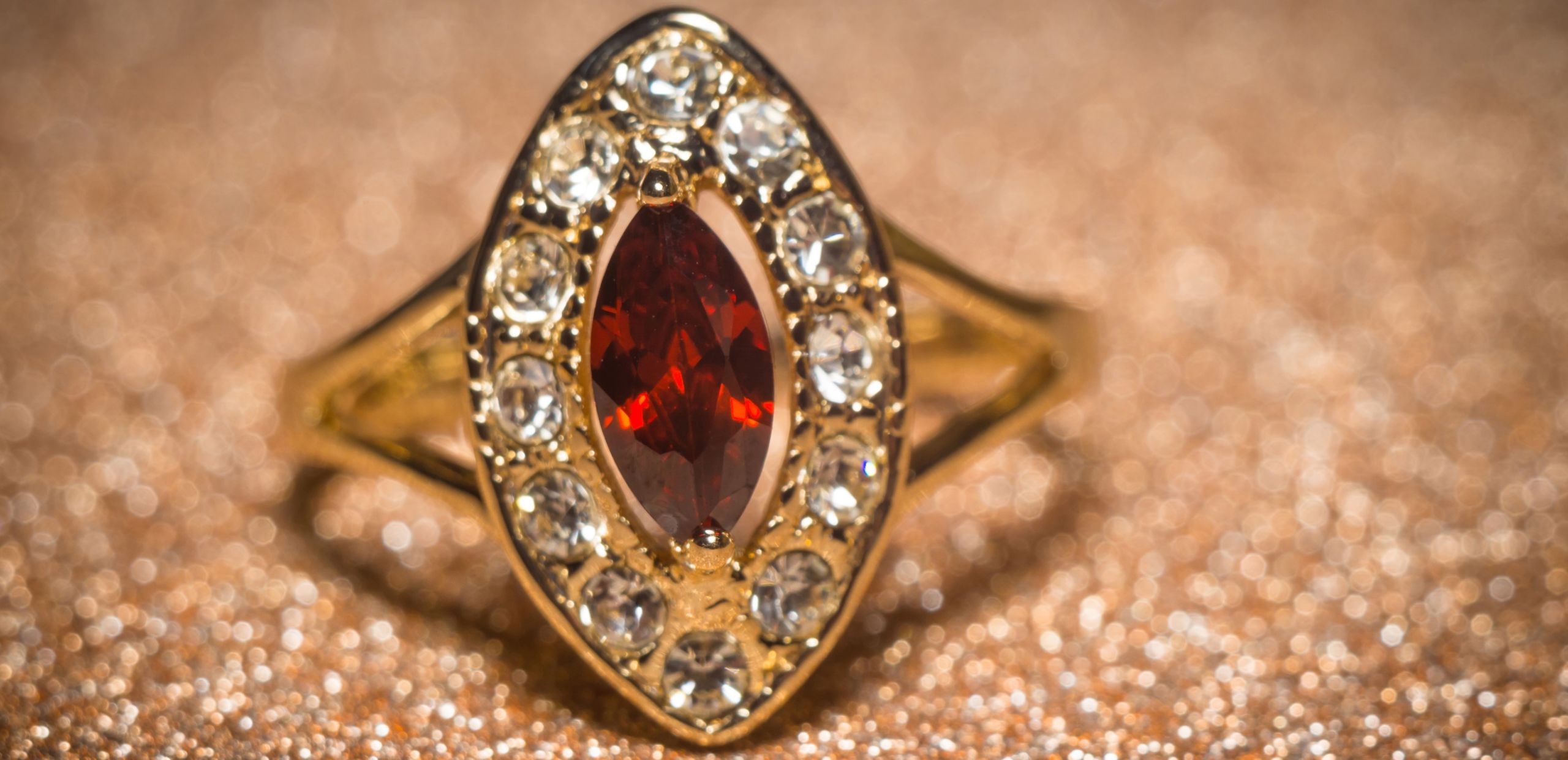 Image of Gold Garnet Ring