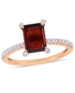 Image of Octagon Cut Garnet Gemstone in Rose Gold