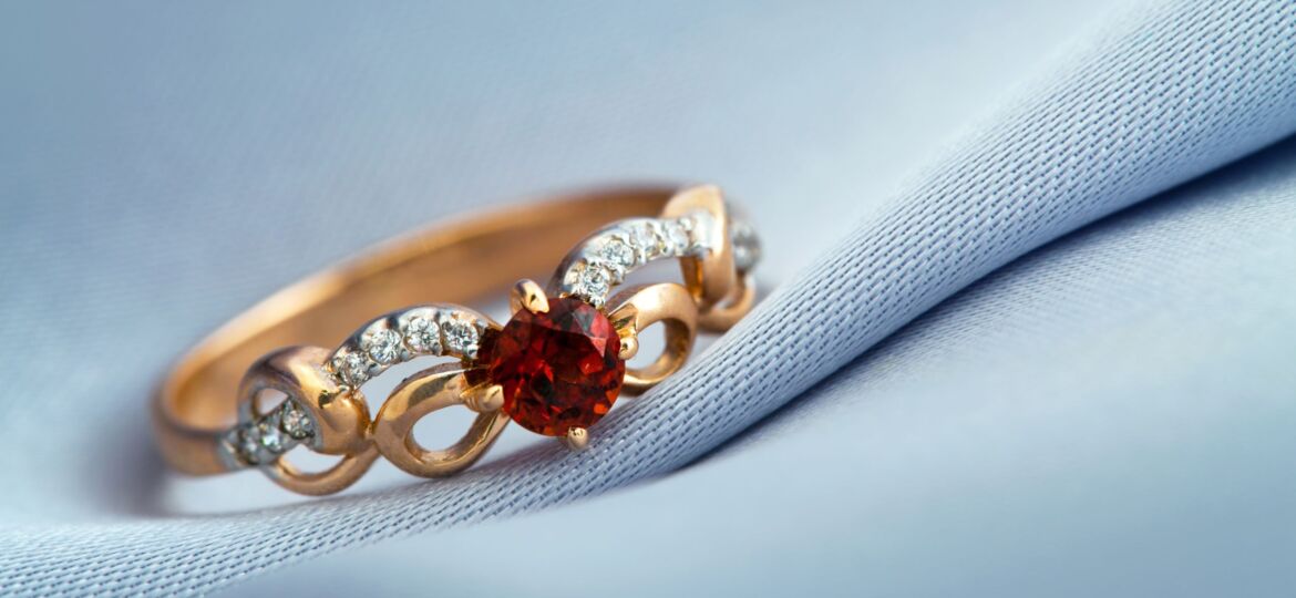 Image of Red Ruby ring with Diamond accents