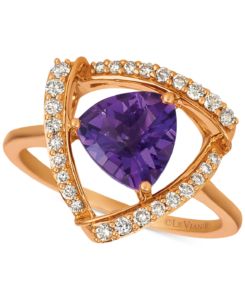 Image of Trillian shaped Amethyst Gemstone Ring in Rose Gold