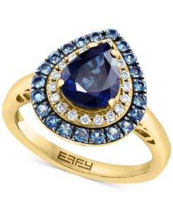 Image of Women's Blue Sapphire Engagement Ring