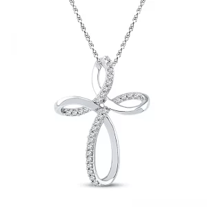 Image of Diamond Cross Necklace in 10K White Gold