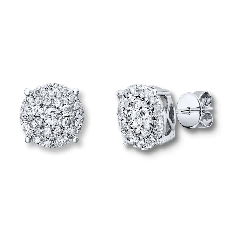 Image of Diamond Earrings 1 carat tw Round-cut 14K White Gold