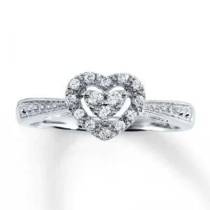 Image of Diamond Heart Ring 10K White Gold