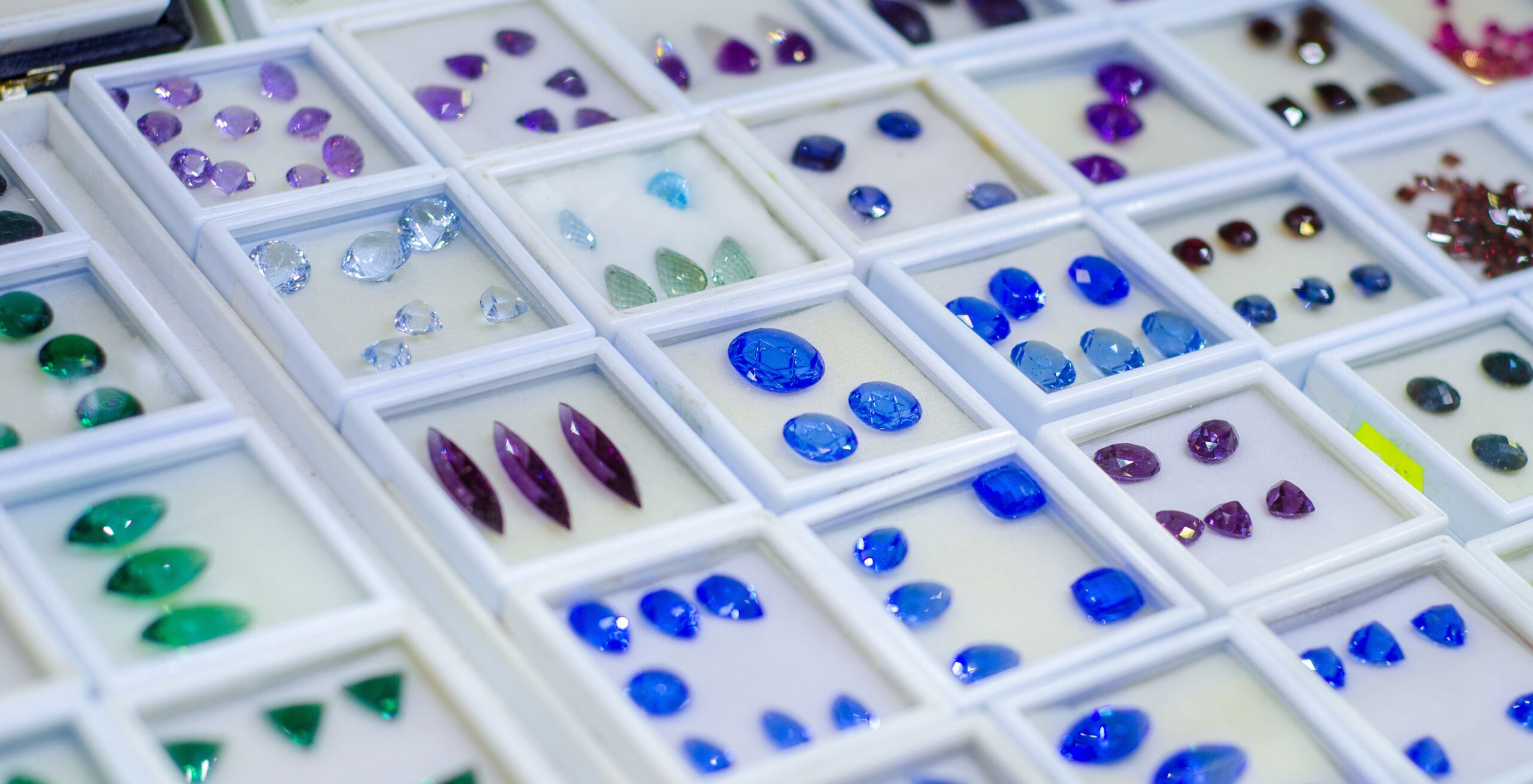Image of Different faceted gemstone for sale in the jewelry store