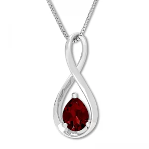 Image of Garnet Necklace Sterling Silver