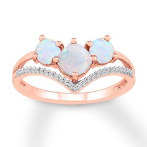 Image of Lab-Created Opal Ring in 10K Rose Gold