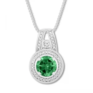 Image of LabCreated Emerald Necklace Sterling Silver