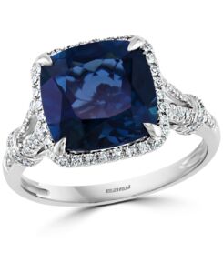 Image of London Blue Topaz and Diamond Statement Ring in 14k White Gold