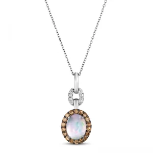 Image of Opal Necklace with Diamonds 14K Vanilla Gold