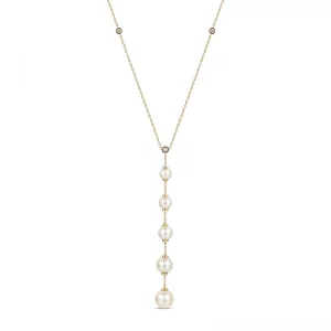 Image of Pearl Lariat Necklace in 14K Gold