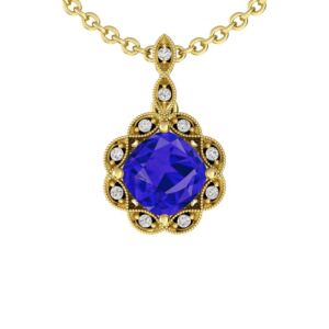 Image of Tanzanite and White Topaz Fashion Pendant 10K Yellow Gold