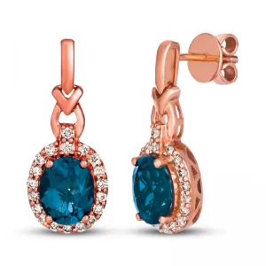 Image of Topaz Earrings and Diamonds in 14K Strawberry Gold