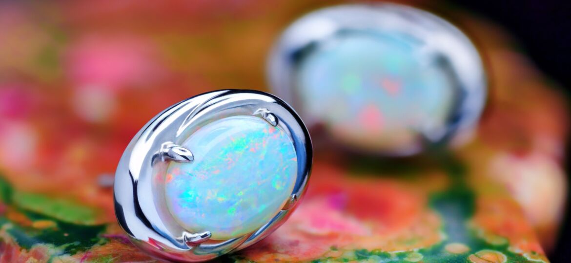 Image of white opal Silver earrings