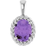 a close-up of a purple Amethyst gemstone Rope pendant